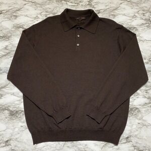 Linea‎ UOMO Mens Sweater Size XL Brown Wool Acrylic Blend Long Sleeve Button